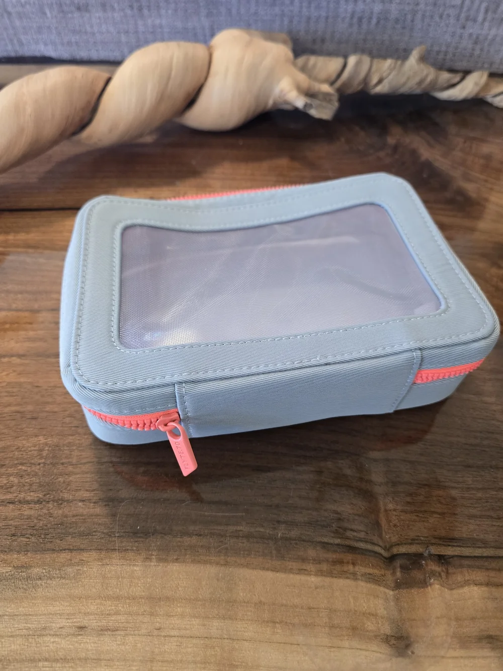 FLYTE.70 Cosmetic Case - Grey with Coral Zipper